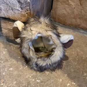 Super cute Plush Faux Fur Cat Hood in Brown & Cream with Ears velcro